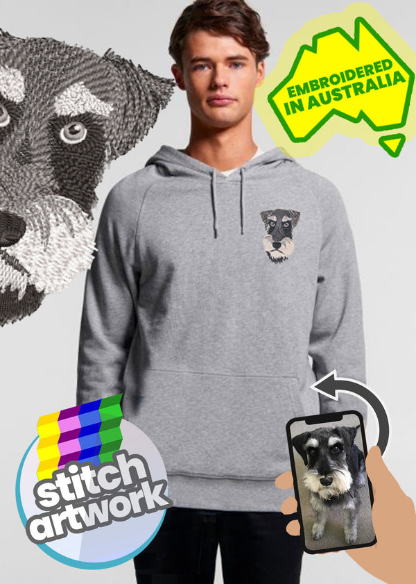 Custom Pet Embroidery - Men's Cotton Hoodie (NEXT-DAY prod. avail. at checkout) (Dog or Cat only)