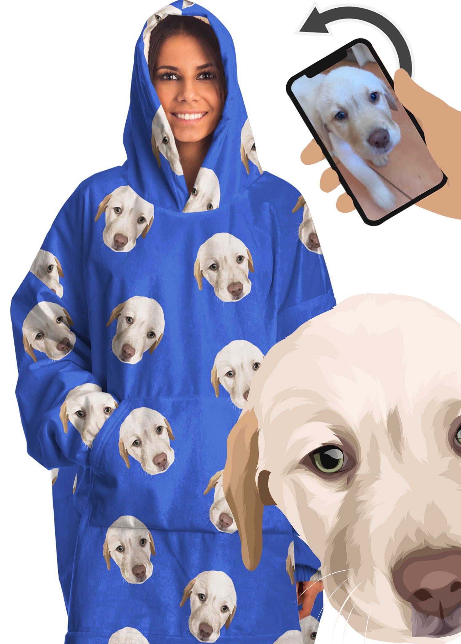 oodie with dogs face